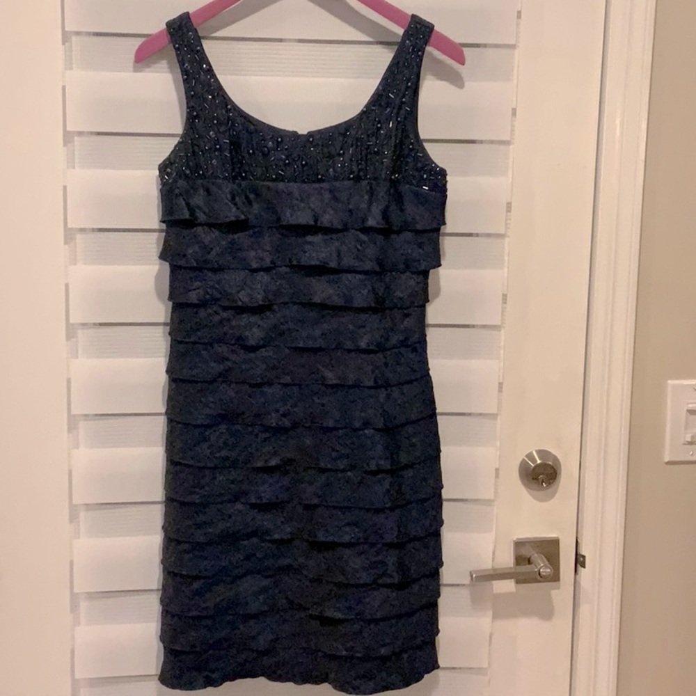 Blue Tiered Ruffled Mini Dress for Cocktail